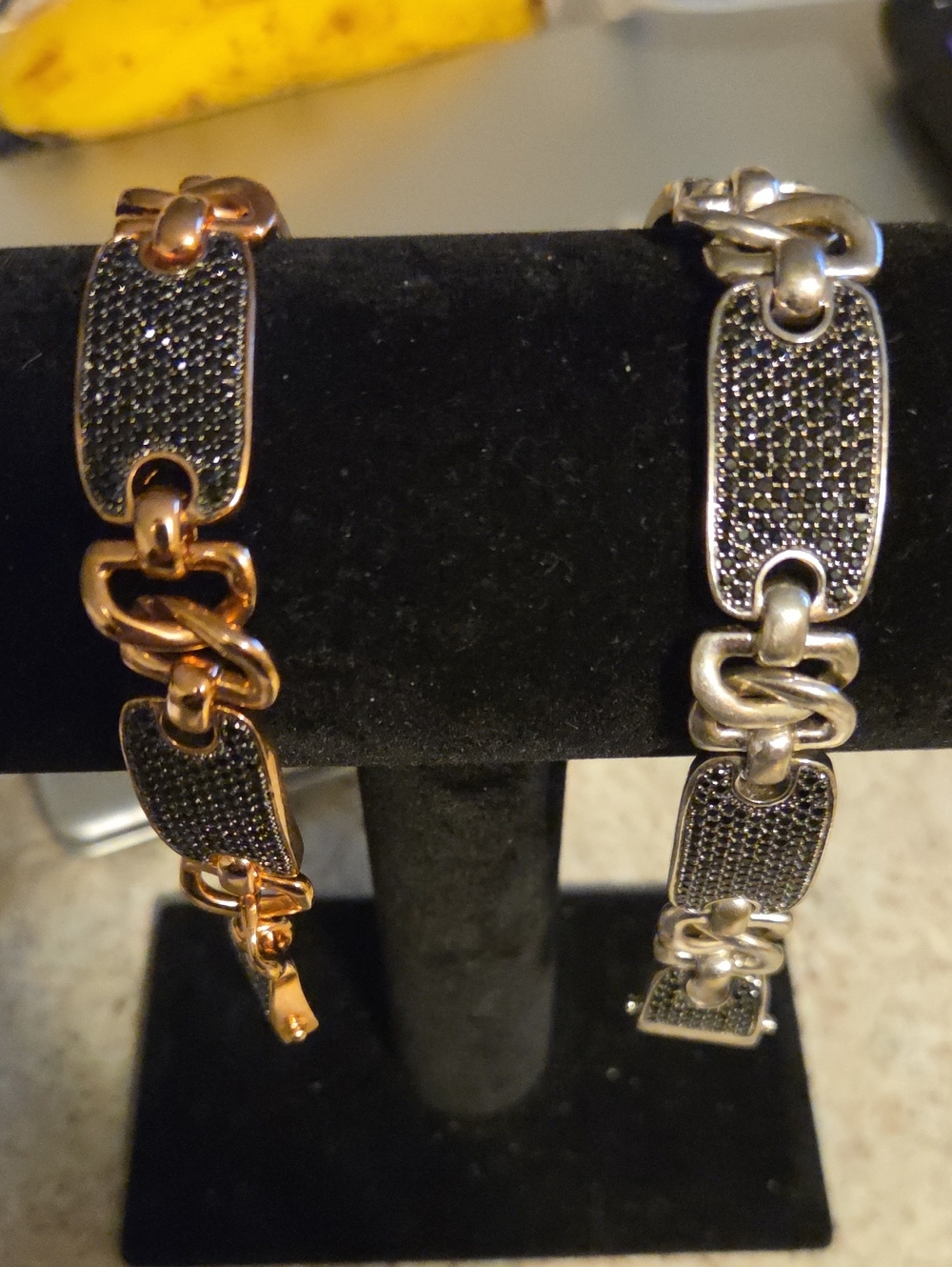 Elegant Pave Link Bracelet - Rose Gold and Silver